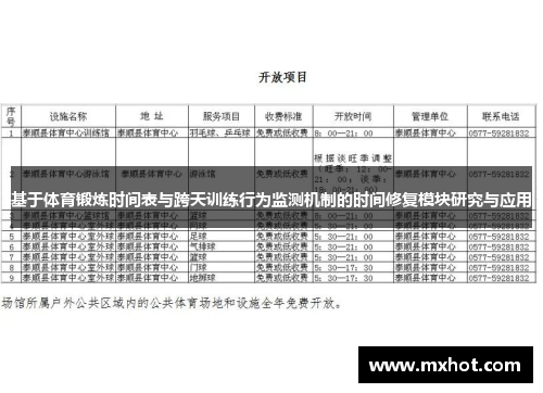基于体育锻炼时间表与跨天训练行为监测机制的时间修复模块研究与应用